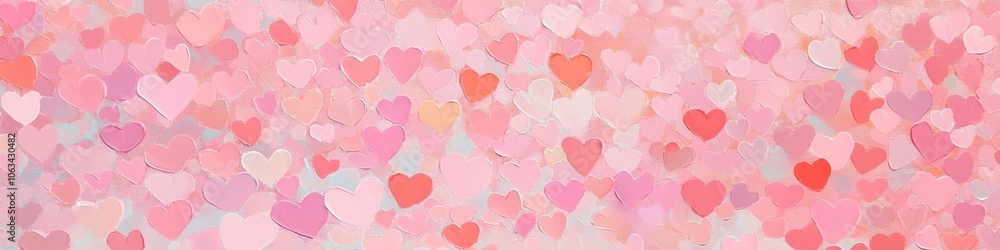 A pink background with small, pastel-colored hearts scattered across it in various sizes and shades of red, pink, orange, or purple. Generative AI romance for Valentine's Day. A pink background with small, pastel-colored hearts scattered across it in various sizes and shades of red, pink, orange, or purple. Generative AI romance for Valentine's Day.