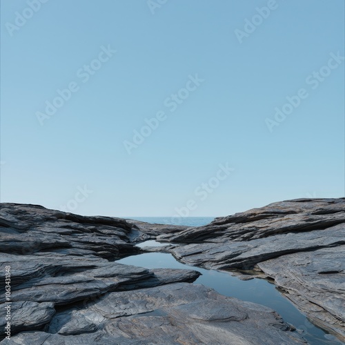 Wallpaper Mural Beach with rocks and small tide pools, isolated for a rugged, natural scene Torontodigital.ca