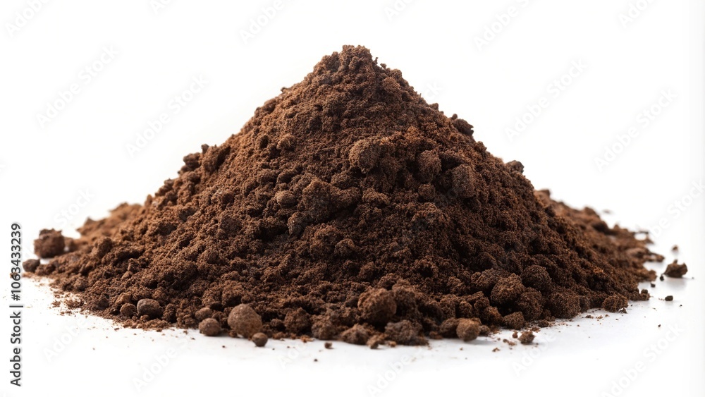 Pile of soil scattered on white background with texture, isolated Pile of soil scattered on white background with texture, isolated