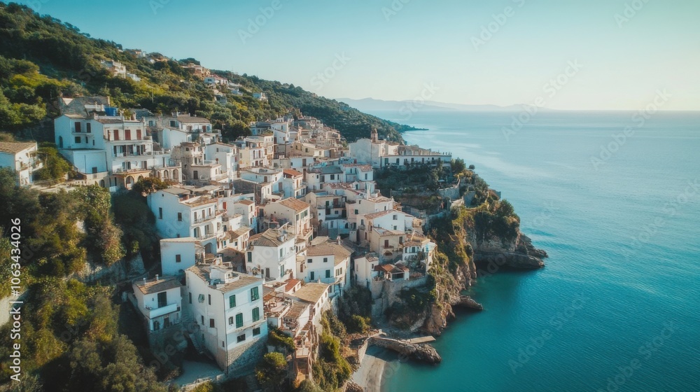 A picturesque aerial view of an Italian village with A picturesque aerial view of an Italian village with