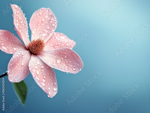 Capture the beauty of morning dew on a magnolia petal in stunning macro clarity