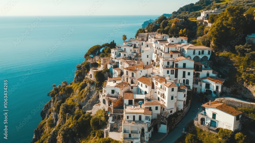 A picturesque aerial view of an Italian village with A picturesque aerial view of an Italian village with