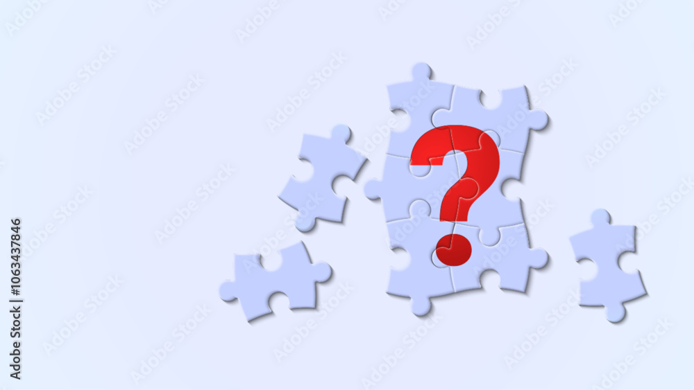 The question mark is in a jigsaw puzzle style. Concept of Question and Answer and solutions in solving problems The question mark is in a jigsaw puzzle style. Concept of Question and Answer and solutions in solving problems
