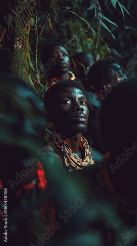 Portrait of an African Zulu Warrior in the Congo Jungles photo