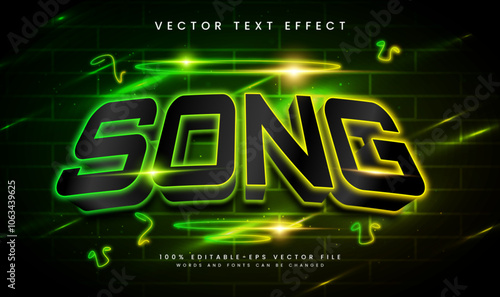 Elegant song green editable vector text effect.  Neon theme, suitable for night event.