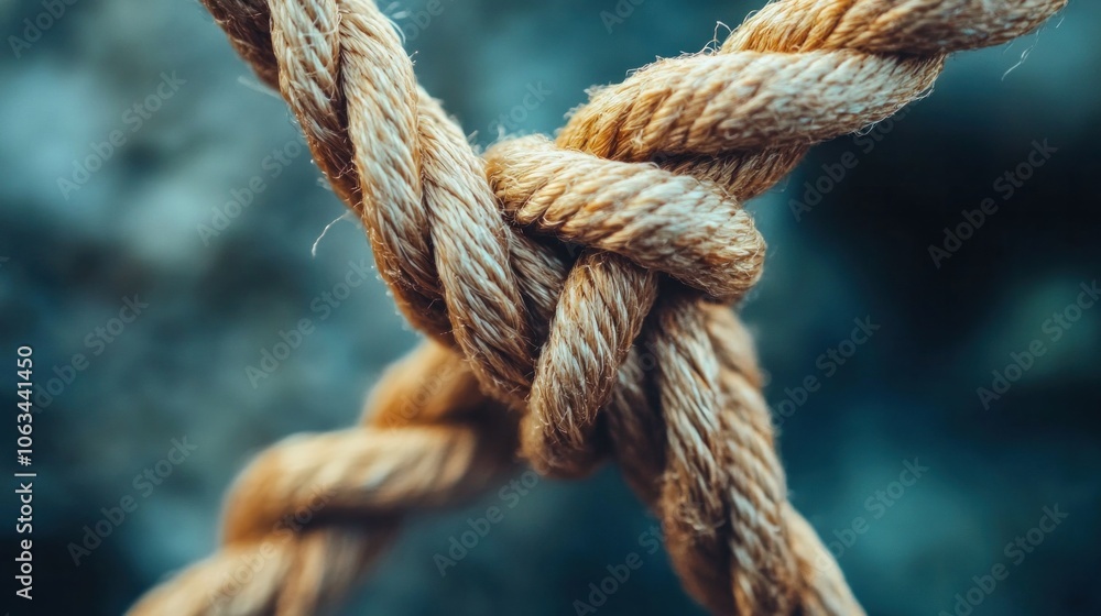 Closeup of tightly knotted strings, symbolizing teamwork and problemsolving. Closeup of tightly knotted strings, symbolizing teamwork and problemsolving.