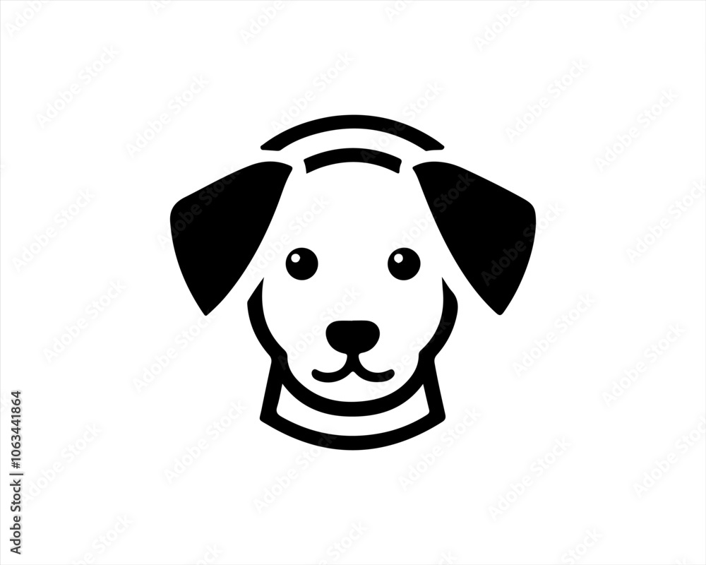 Dog logo design vector illustration. Black and white dog logo template