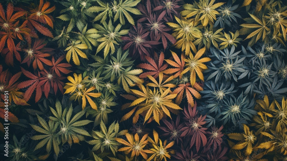 An aerial view of a sprawling cannabis field, featuring An aerial view of a sprawling cannabis field, featuring