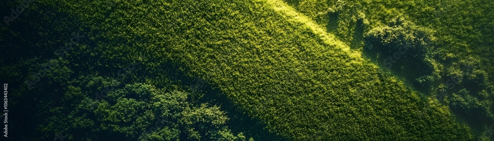 Aerial View of Lush Green Foliage with Sunlight Streaks Aerial View of Lush Green Foliage with Sunlight Streaks
