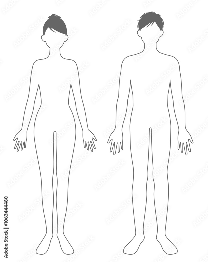 女性と男性 線画 全身 女性と男性 線画 全身