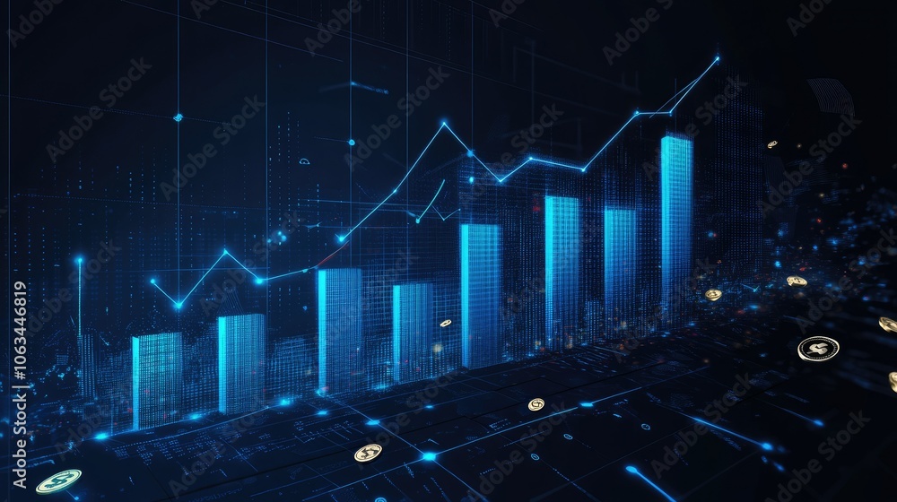 Naklejka premium Modern Data Analytics and Financial Growth Visualization