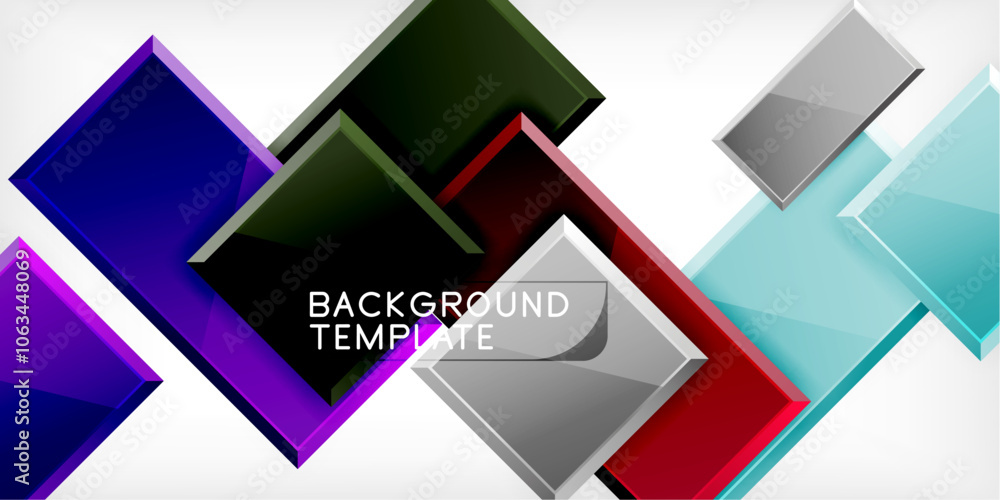 Glass toy style square shapes abstract design. Vector Illustration For Wallpaper, Banner, Background, Card, Book Illustration, landing page Glass toy style square shapes abstract design. Vector Illustration For Wallpaper, Banner, Background, Card, Book Illustration, landing page