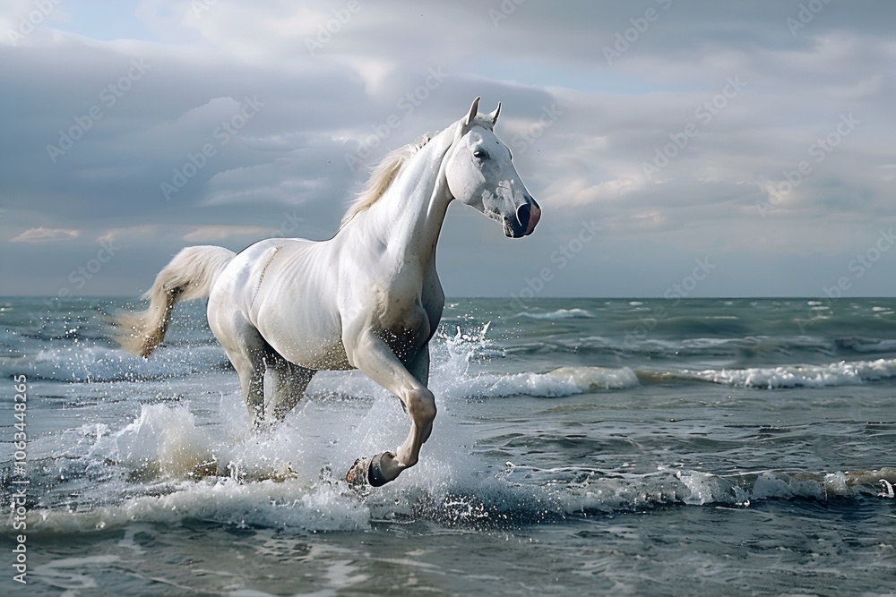 3D Majestic White Horse Running on Beach
3D Majestic White Horse Running on Beach
