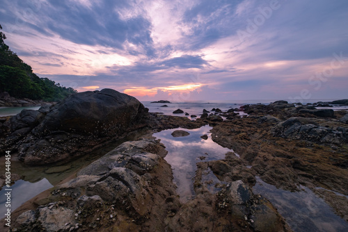 Beautiful sunset time near the beach at Khao Lake national park, Thailand