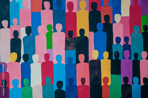 Colorful abstract artwork of diverse human silhouettes symbolizing community and inclusivity.