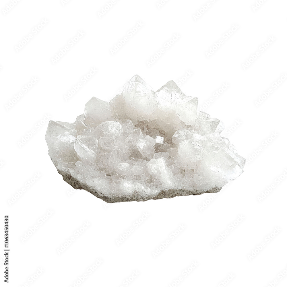 White Crystal Cluster on White Background White Crystal Cluster on White Background