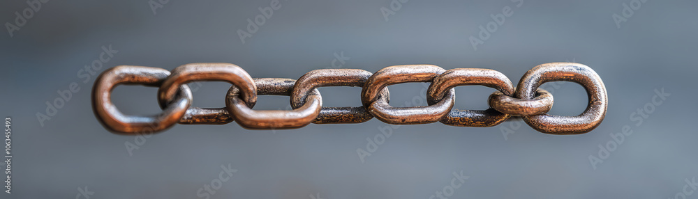 close up of metal chain with rustic finish, showcasing its links and texture close up of metal chain with rustic finish, showcasing its links and texture
