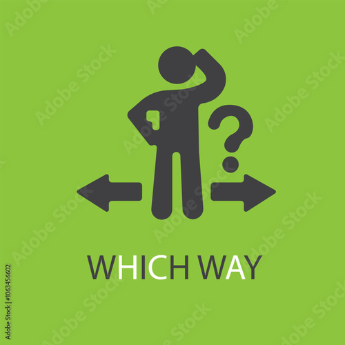 Man best decision icon making right choice person in confuse business direction crossroad 