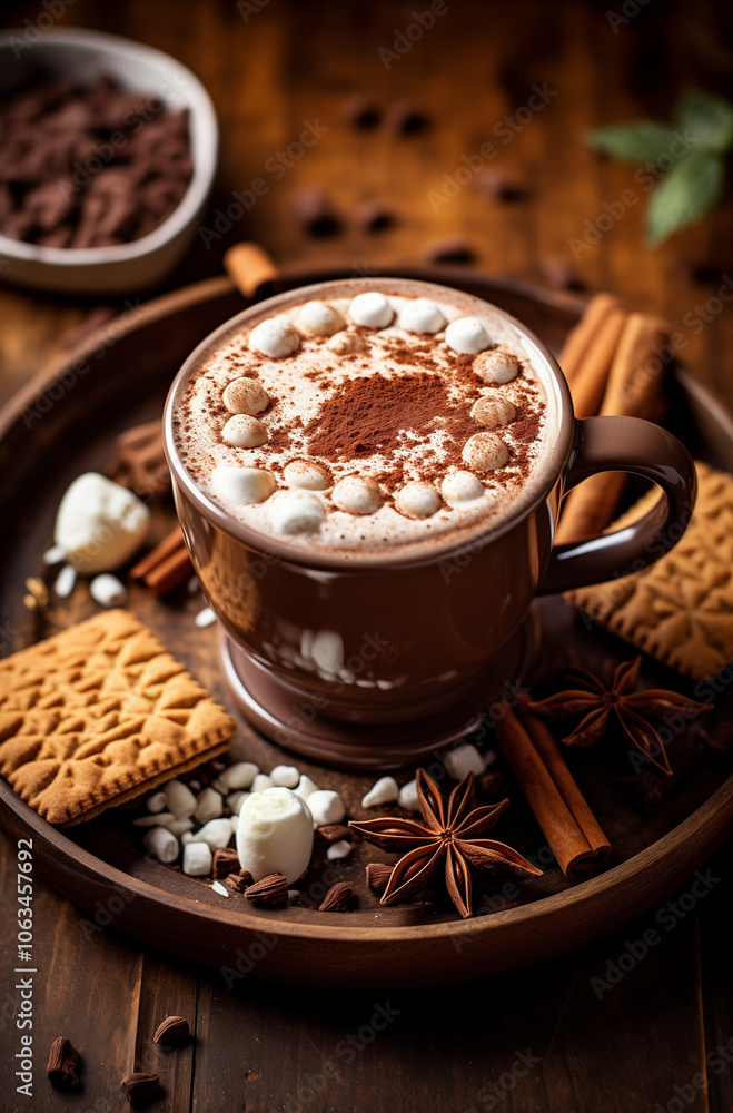 Cup of coffee with star anise and cinnamon sticks Cup of coffee with star anise and cinnamon sticks