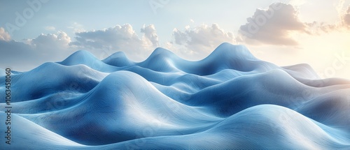 Abstract waves in blue tones, evoking calmness and fluidity in a serene landscape.