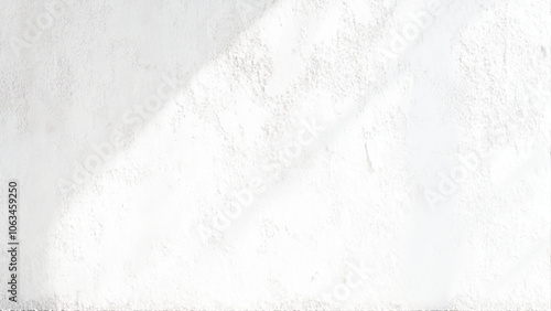 White mortar crack and hole on the wall use for background and texture copy space with design. Abstract Shadow. blurred background. gray leaves that reflect concrete walls on a white wall surface for 