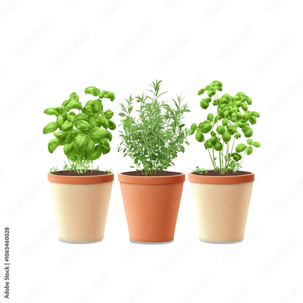 Potted Herbs - Basil, Rosemary, Mint Potted Herbs - Basil, Rosemary, Mint