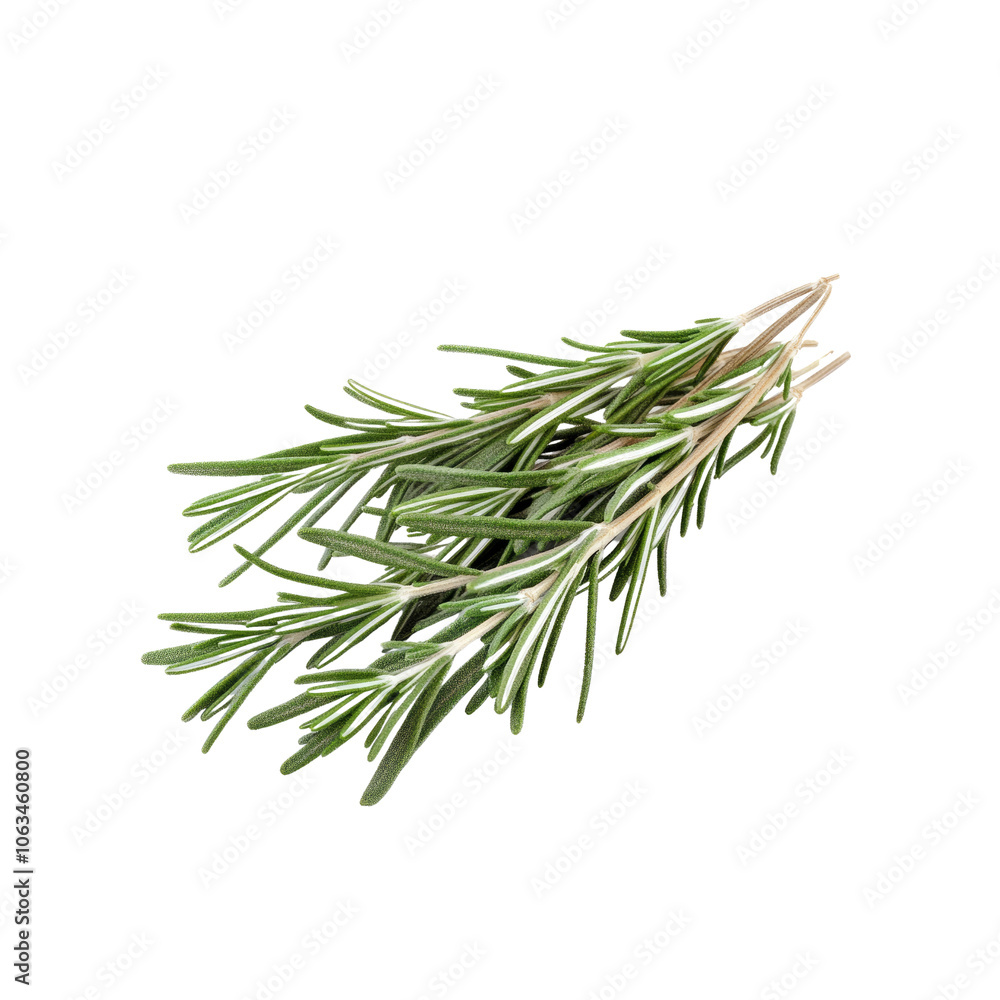 Fresh Rosemary Sprigs Isolated on White Background