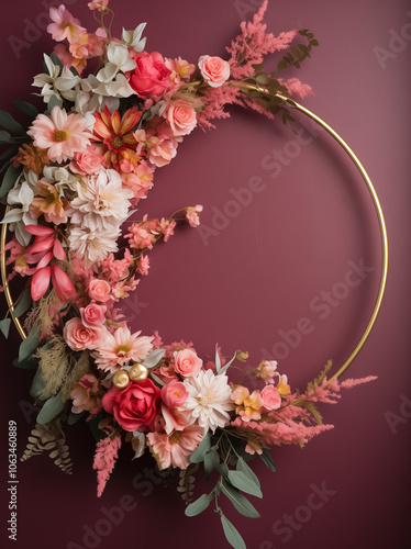 Wreath of flowers wedding decoration.