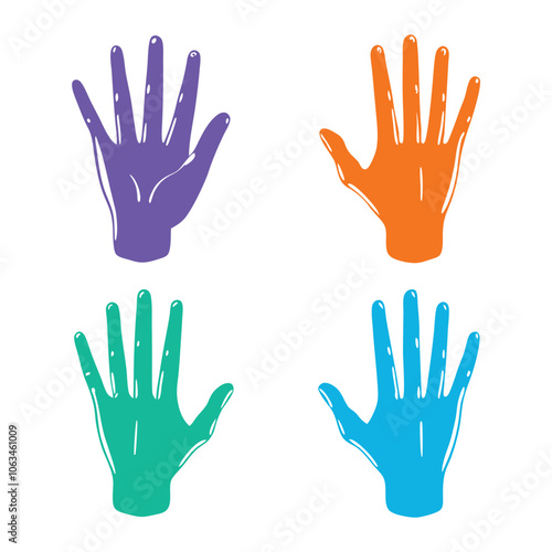 Multicolor Handprint Vector Illustration Set