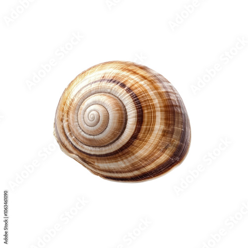 Close-up of a Snail Shell with Brown and White Stripes