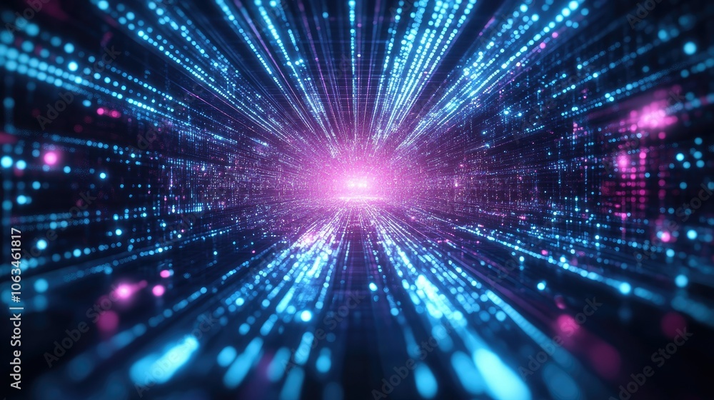 Abstract Digital Grid with Light Burst Effect Abstract Digital Grid with Light Burst Effect