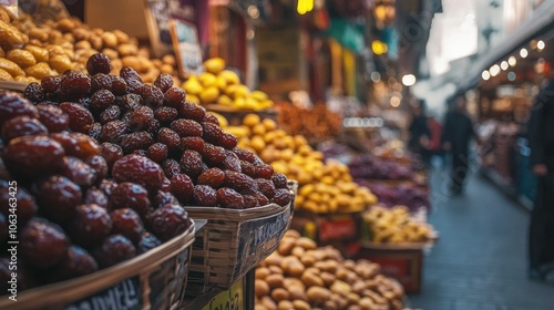 Vibrant Market Scene with Fresh Fruits and Colors