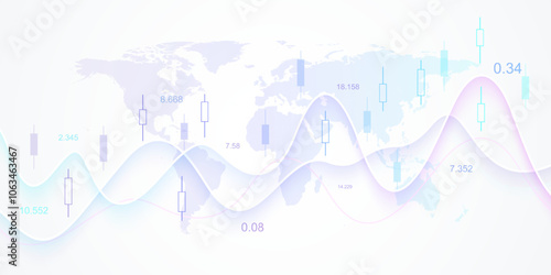 Stock market or Forex trading graph in graphic concept for financial investment or economic trends business idea design. Worldwide finance background. Vector illustration