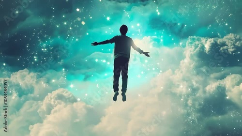 Wallpaper Mural A man floating in fabulous clouds Torontodigital.ca