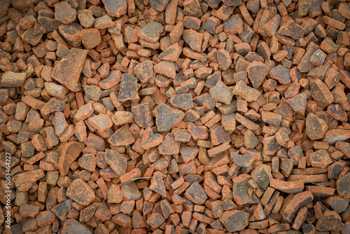 Background of a broken clay/ Genteng house roof photo