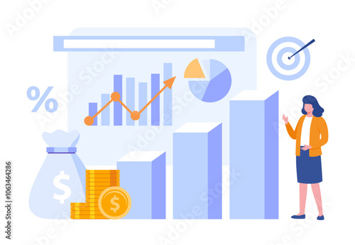 accounting or finance concept, business plan and budget, analyst, accountant, economic, flat illustration vector banner and background