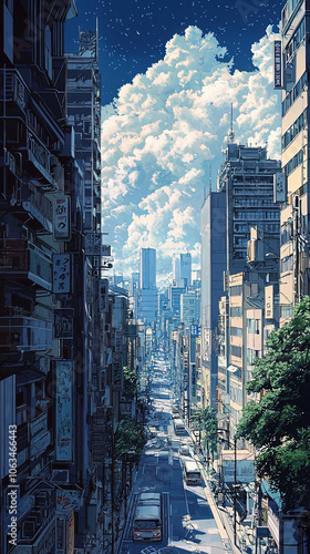 Neon Dreamscape: Sci-Fi Japanese Cityscape