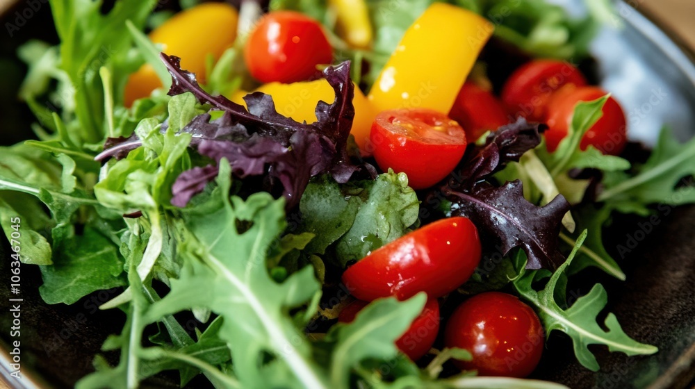 A close-up of a beautifully arranged organic salad, A close-up of a beautifully arranged organic salad,