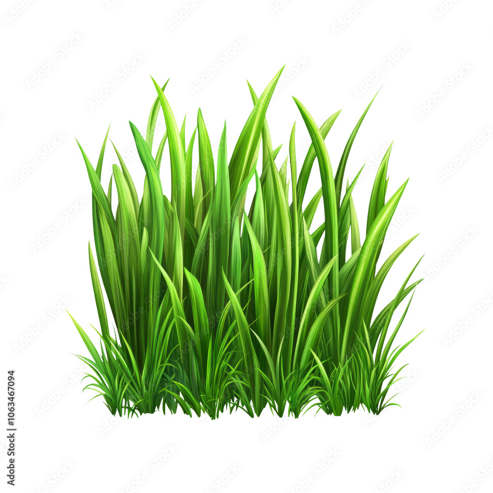 Lush Green Grass Clump Isolated on White Background Lush Green Grass Clump Isolated on White Background