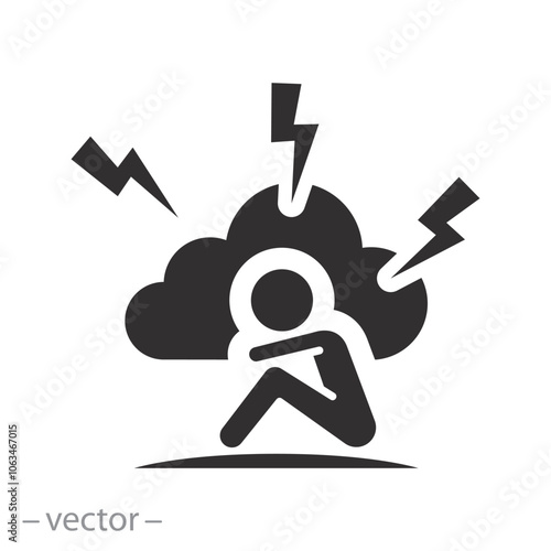angry and bad mood, anxiety or stress icon, panic or tension, despair flat vector illustration
