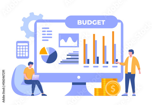 Budget business strategy, finance and accounting, budget calculation, economy and investment, flat design illustration vector banner and background for website