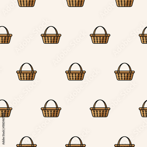 basket seamless pattern background, vector repeated pattern design