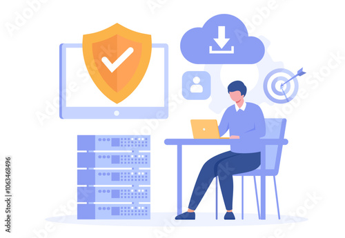 Database programmer concept, programming languages. css, html, it, ui. developing, coding. flat illustration programmer banner for website