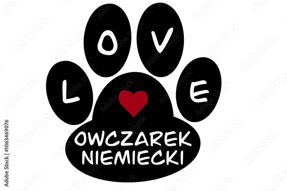 Vector of a dog paw print with the word Vector of a dog paw print with the word