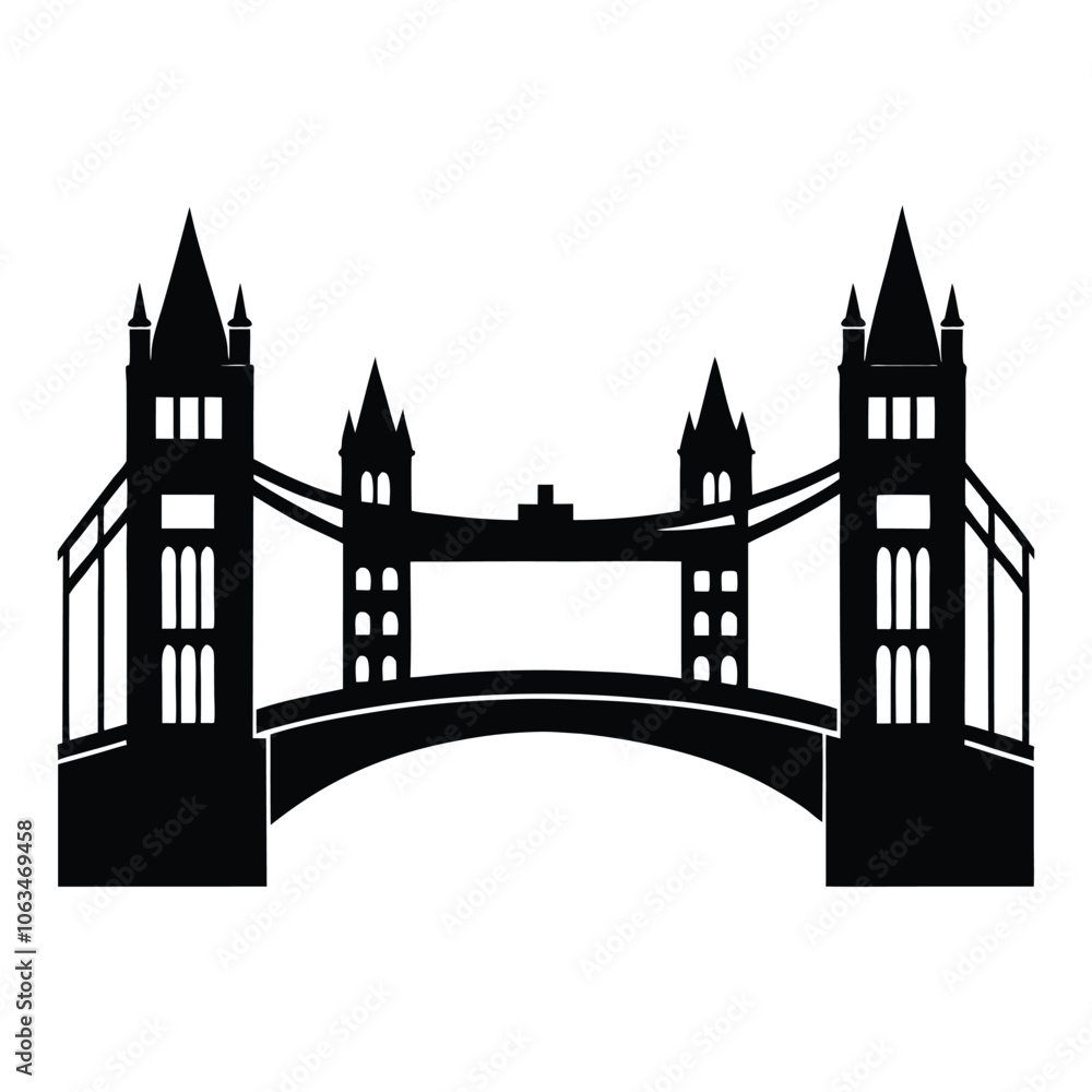 Fototapeta premium London Bridge vector Silhouette on white background