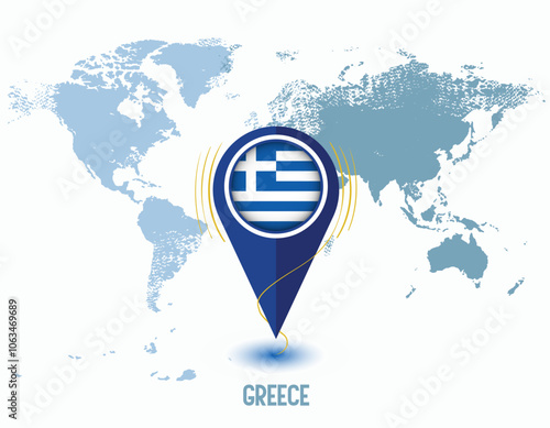 map with magnified GREECE, map of my current position,  map vector illustration . GREECE state flag. Map pin GREECE flag vector, map pointer icon isolated on white background.eps