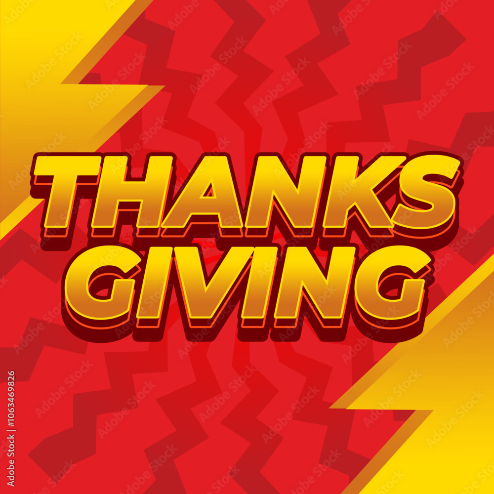 Thanksgiving text effect in bold font with 3D style Thanksgiving text effect in bold font with 3D style