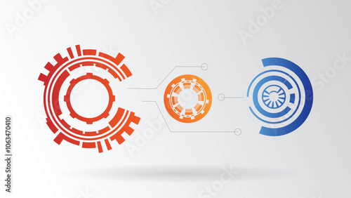 Abstract Circular Tech Design Elements Futuristic Background. Advanced modern tech sci-fi concept vector