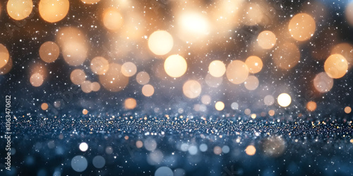Abstract background features shimmering stars and glimmering lights creating a dreamy atmosphere with a mesmerizing bokeh effect