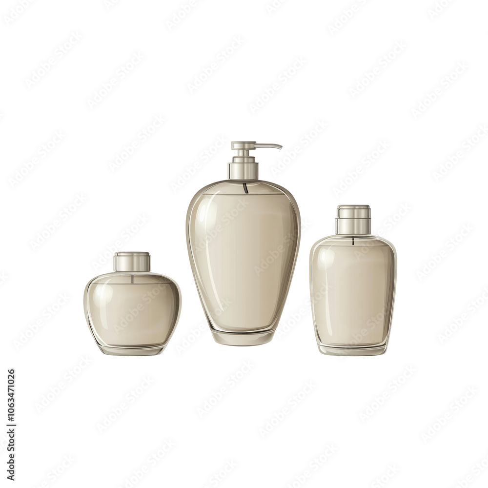 Set of Three Elegant Glass Perfume Bottles Set of Three Elegant Glass Perfume Bottles
